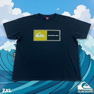 Vintage Y2K Quiksilver T-shirt Mens 2XL XXL Black Surf Large Logo Tee Skater 🌊